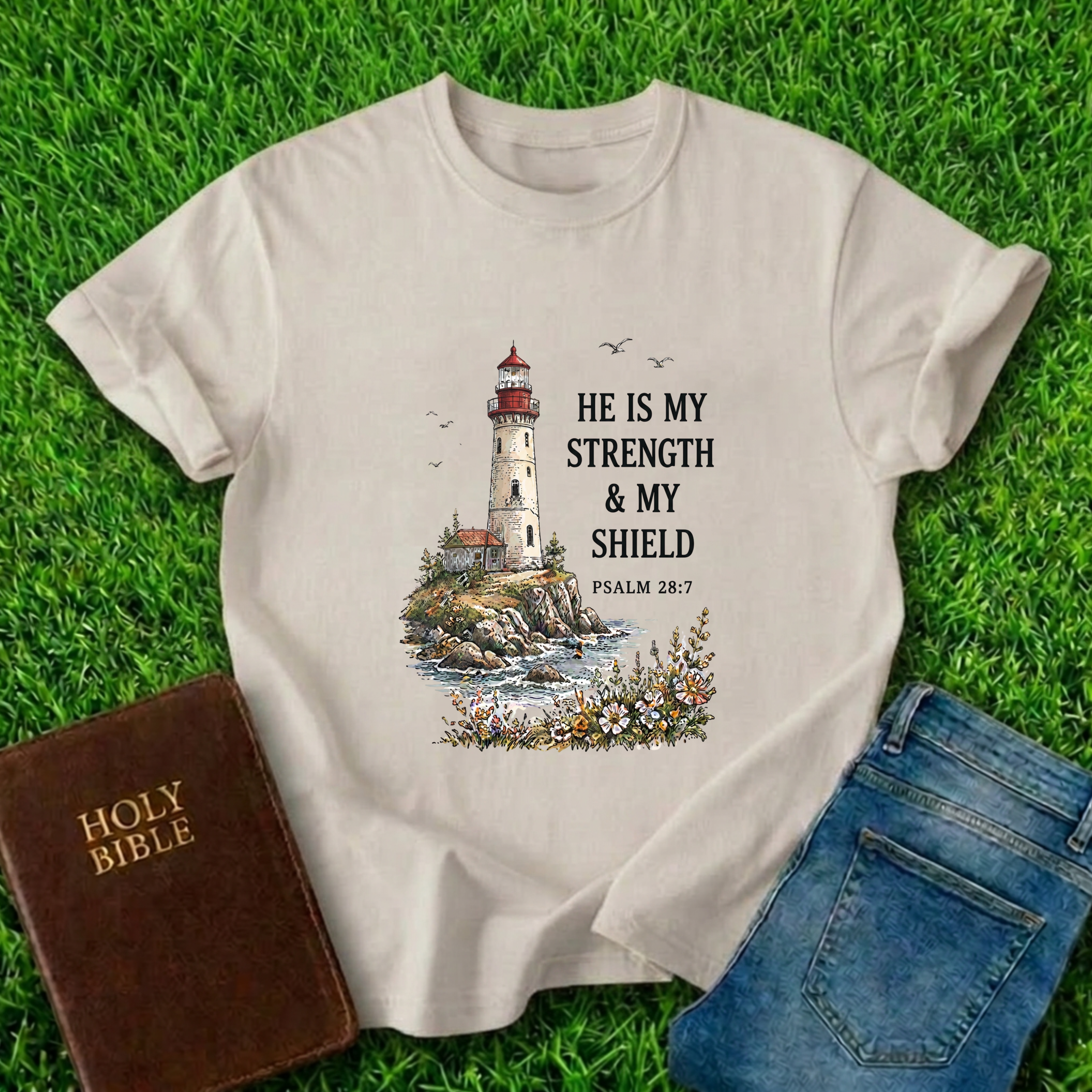 He Is My Strength Design T-Shirt