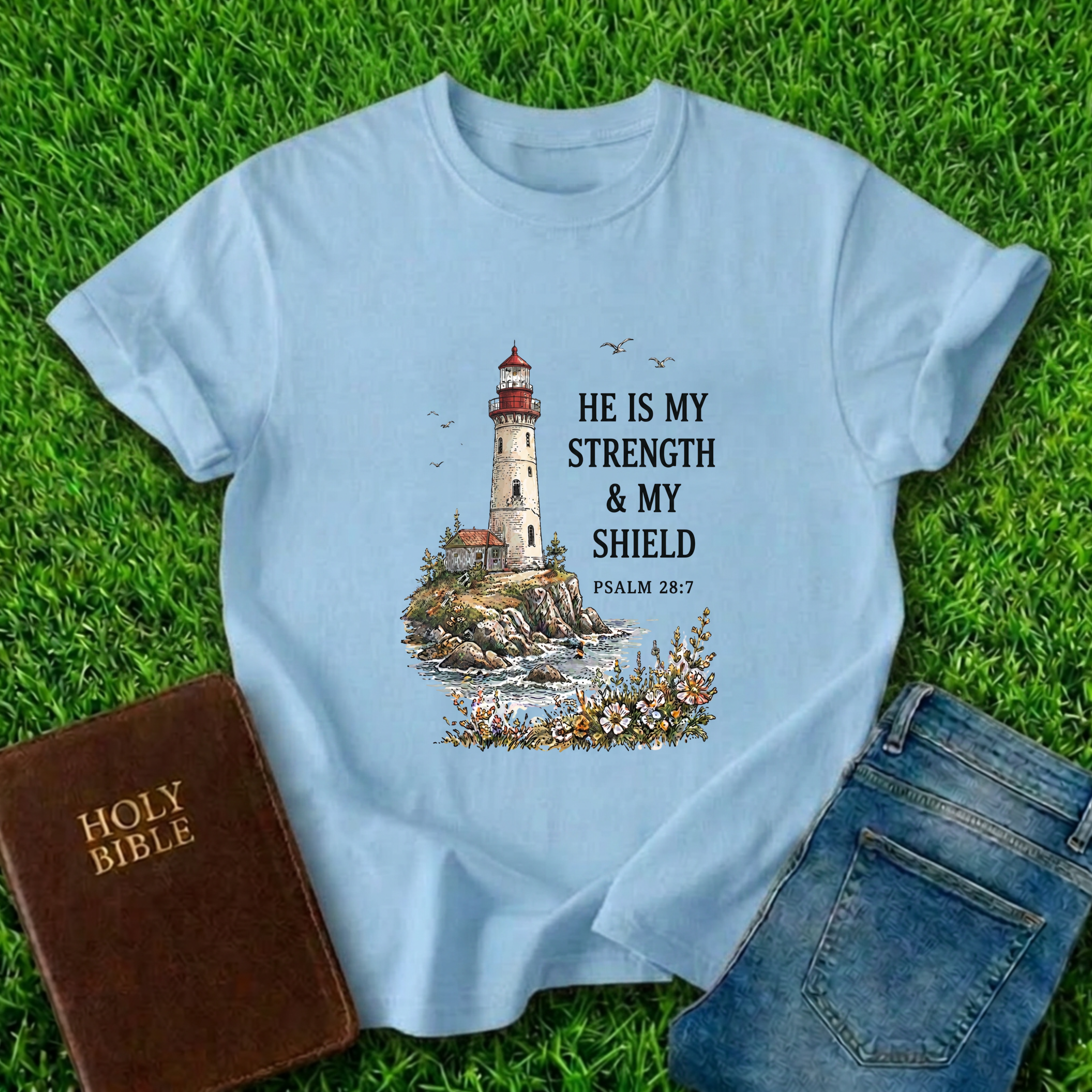He Is My Strength Design T-Shirt