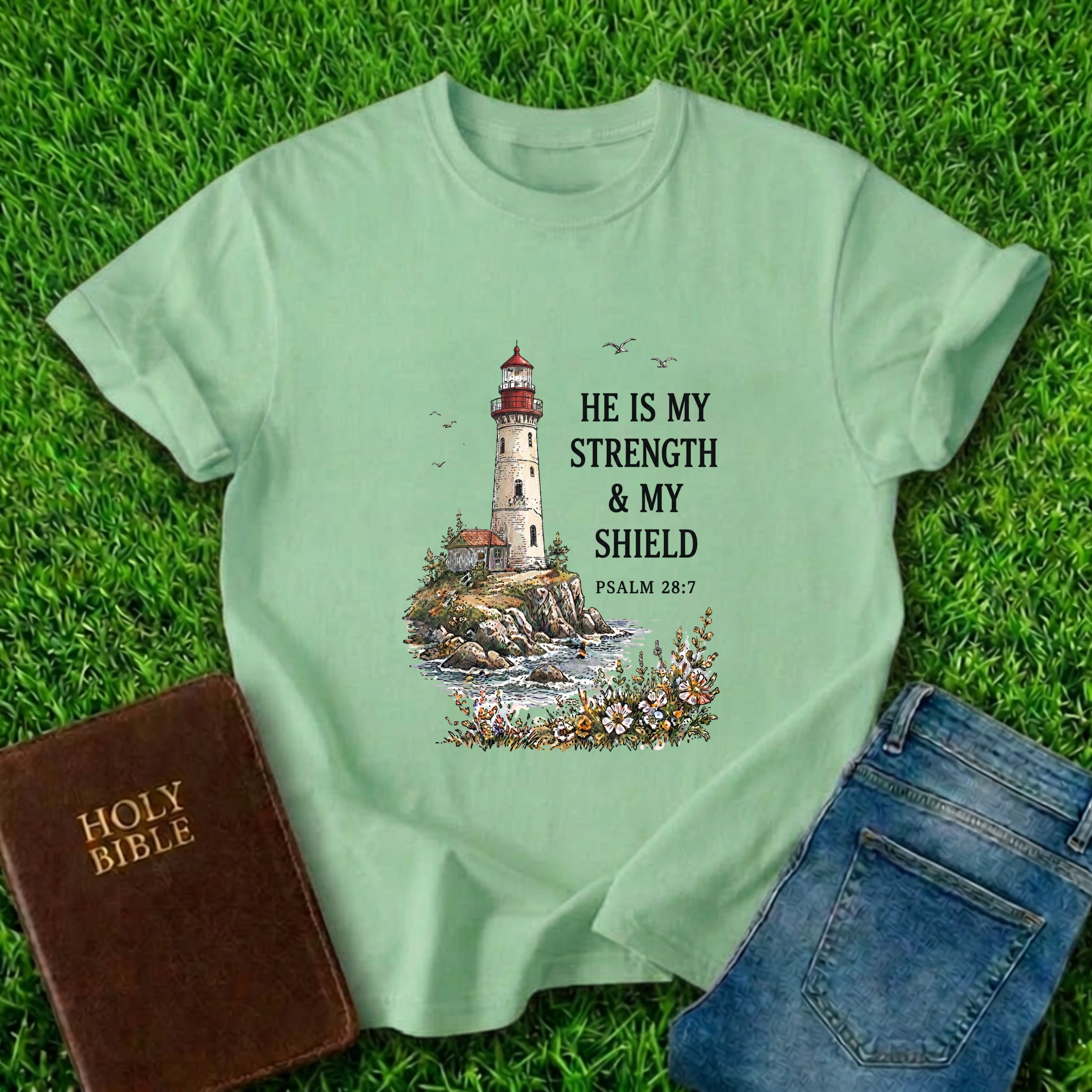 He Is My Strength Design T-Shirt
