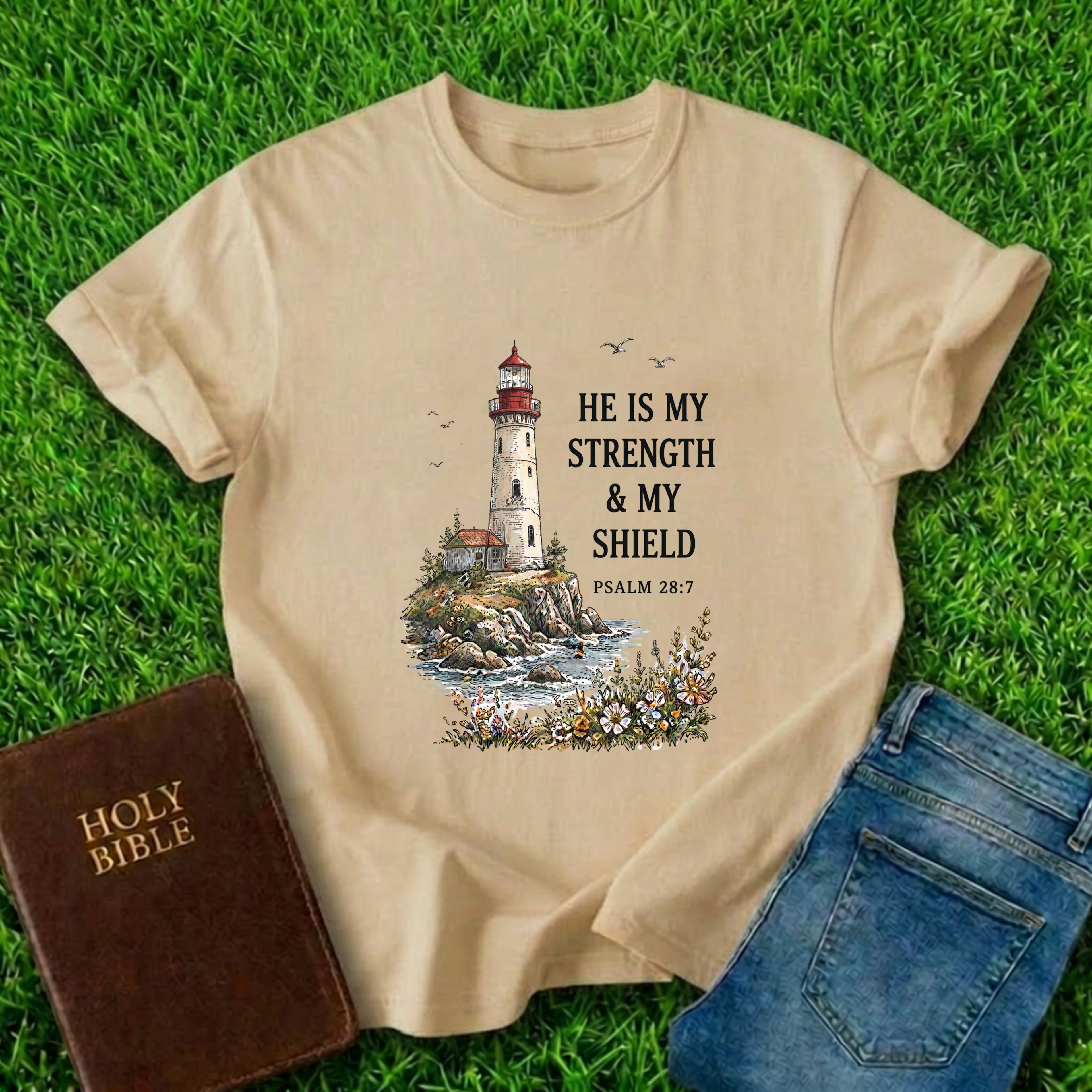 He Is My Strength Design T-Shirt