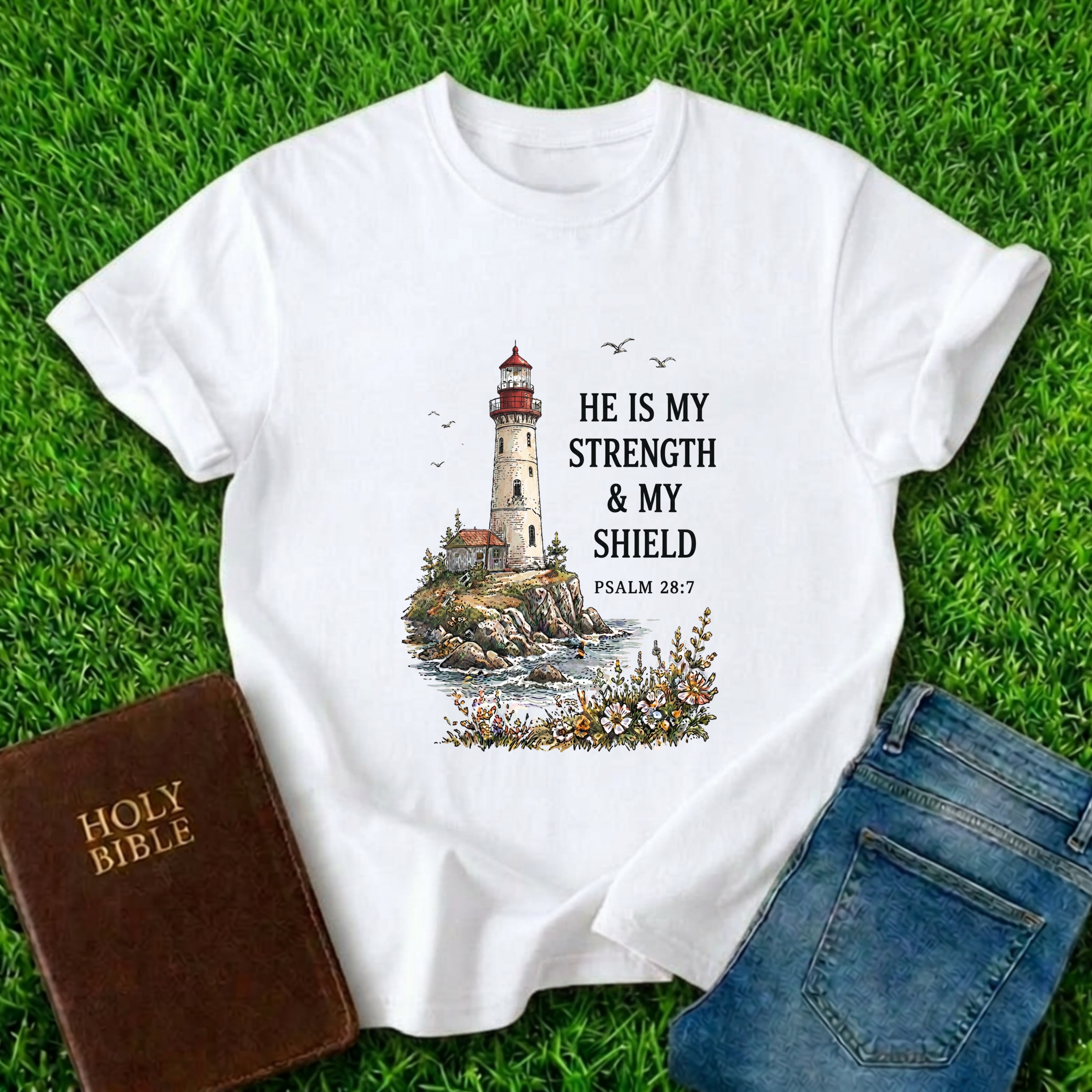 He Is My Strength Design T-Shirt